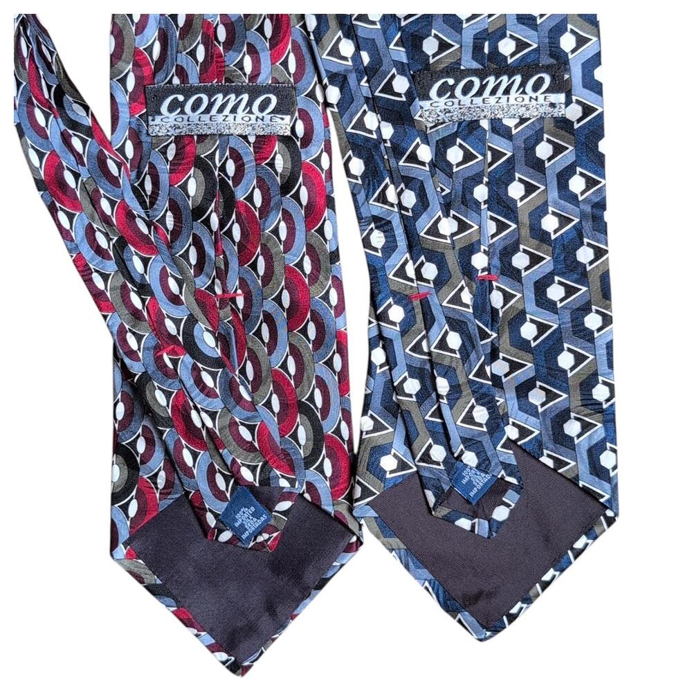 Como Collezione Tie Set Mens‎ Silk Necktie Geometric Pattern Italy Classic
